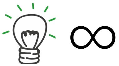 Illustration of idea light bulb and infinity symbol.